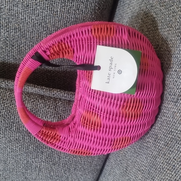 KATE SPADE NY x TARGET Polka Dot Wicker Crescent Bag Pink/Red - Picture 3 of 7